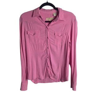 Stetson Women's Size S Pearl Snap Western Shirt Barbie Pink Blouse Top Cowgirl